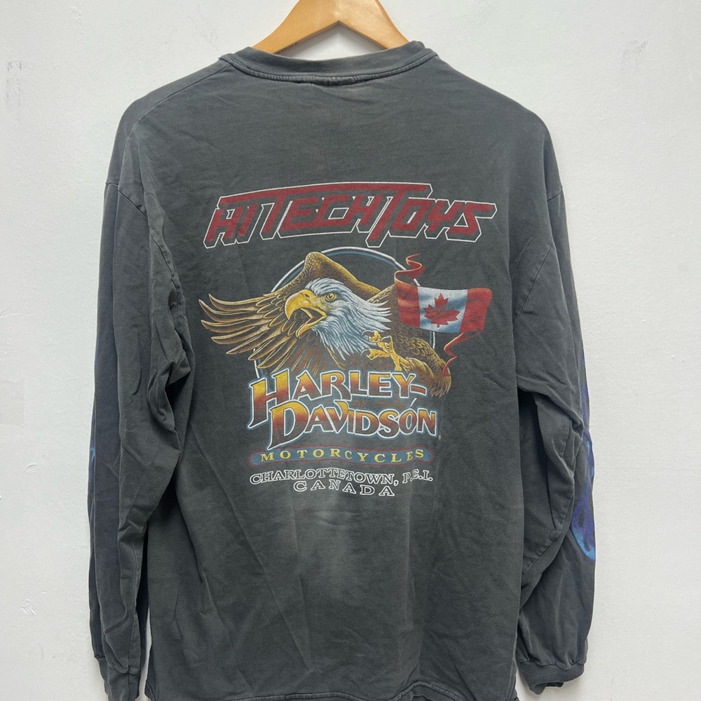 Vintage Harley-Davidson Charlottetown Canada Black Long Sleeve Shirt - Picture 5 of 5